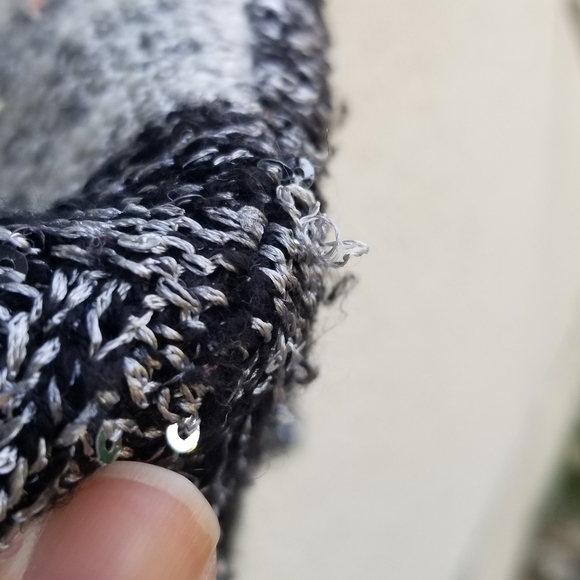 The Limited black gray silver sequin sweater asymmetric stripe small - Picture 7 of 7